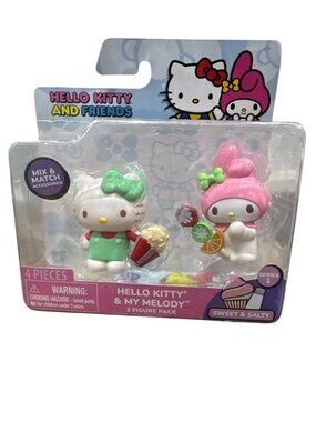 Hello Kitty & My Melody Figure Pack Series 1 Sweet & Salty 4-Piece Set Mix & Mat